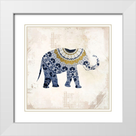 Indigo Safari 1 White Modern Wood Framed Art Print with Double Matting by Kimberly, Allen
