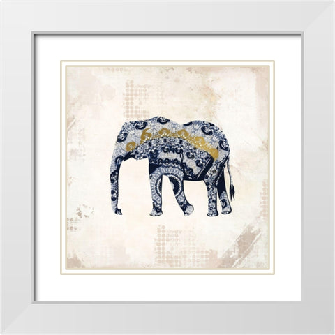 Indigo Safari 2 White Modern Wood Framed Art Print with Double Matting by Kimberly, Allen