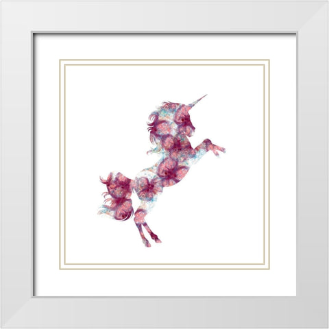 Unicorn Flowers White Modern Wood Framed Art Print with Double Matting by Kimberly, Allen