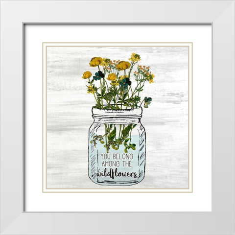 Wildflower Jar 1 White Modern Wood Framed Art Print with Double Matting by Kimberly, Allen