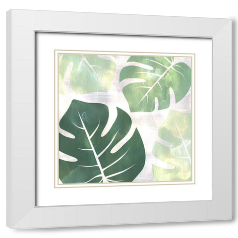 Sage Palms 1 White Modern Wood Framed Art Print with Double Matting by Kimberly, Allen