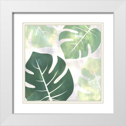 Sage Palms 1 White Modern Wood Framed Art Print with Double Matting by Kimberly, Allen