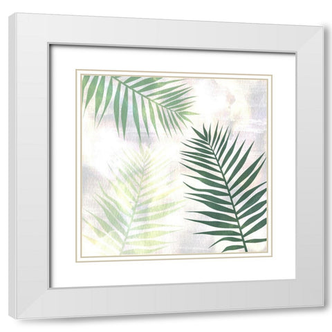 Sage Palms 2 White Modern Wood Framed Art Print with Double Matting by Kimberly, Allen