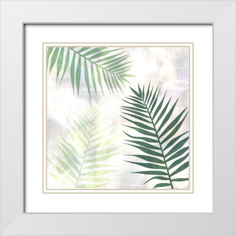 Sage Palms 2 White Modern Wood Framed Art Print with Double Matting by Kimberly, Allen