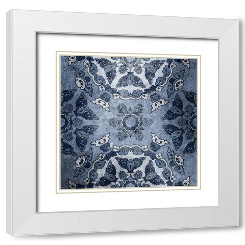 Navy Tiled 2 White Modern Wood Framed Art Print with Double Matting by Kimberly, Allen