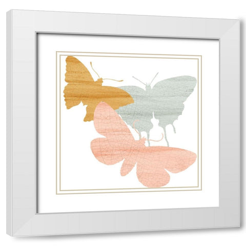 Butterfly Collection 2 White Modern Wood Framed Art Print with Double Matting by Kimberly, Allen