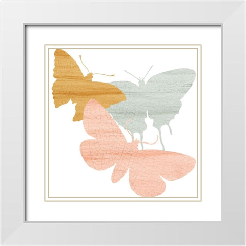 Butterfly Collection 2 White Modern Wood Framed Art Print with Double Matting by Kimberly, Allen