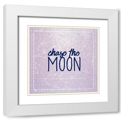 Chase the Moon White Modern Wood Framed Art Print with Double Matting by Kimberly, Allen