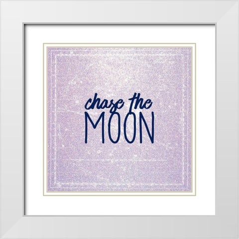 Chase the Moon White Modern Wood Framed Art Print with Double Matting by Kimberly, Allen