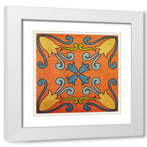 Colorful Tile 3 White Modern Wood Framed Art Print with Double Matting by Kimberly, Allen