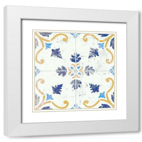 Old Tile 1 White Modern Wood Framed Art Print with Double Matting by Kimberly, Allen