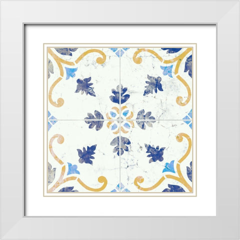 Old Tile 1 White Modern Wood Framed Art Print with Double Matting by Kimberly, Allen