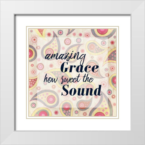 Amazing Grace Paisley White Modern Wood Framed Art Print with Double Matting by Allen, Kimberly
