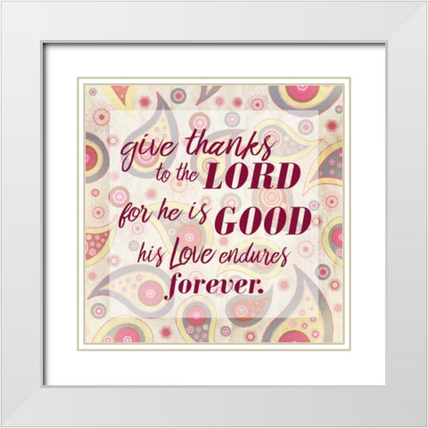 Give Thanks Paisley White Modern Wood Framed Art Print with Double Matting by Allen, Kimberly