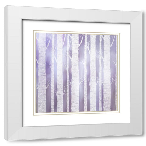 Violet Birches White Modern Wood Framed Art Print with Double Matting by Kimberly, Allen