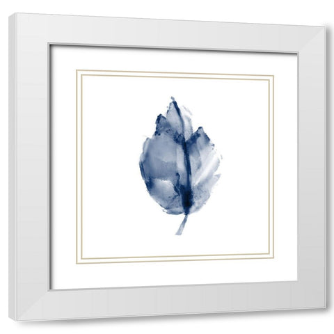 Navy Leaf Print 3 White Modern Wood Framed Art Print with Double Matting by Kimberly, Allen