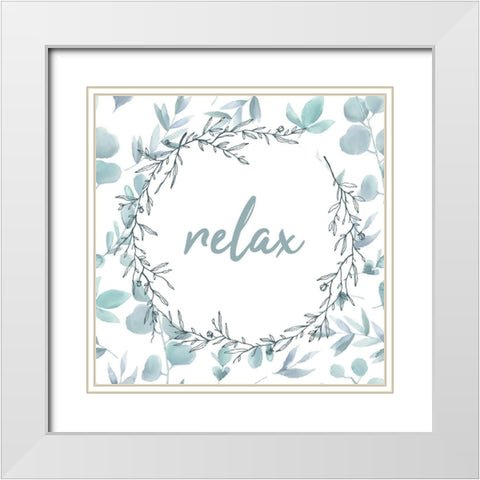 Blue Bath 1 White Modern Wood Framed Art Print with Double Matting by Kimberly, Allen