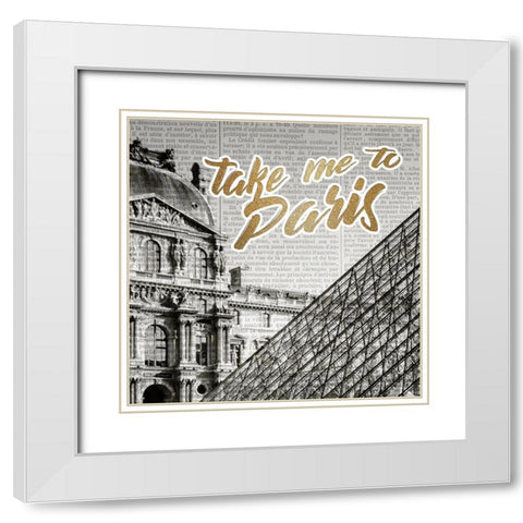 Love Paris 1 White Modern Wood Framed Art Print with Double Matting by Kimberly, Allen