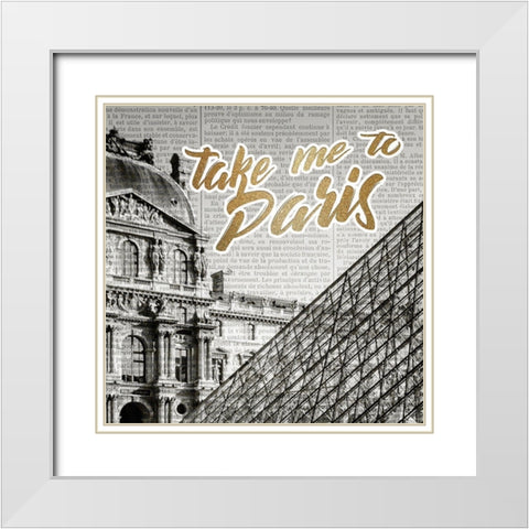 Love Paris 1 White Modern Wood Framed Art Print with Double Matting by Kimberly, Allen