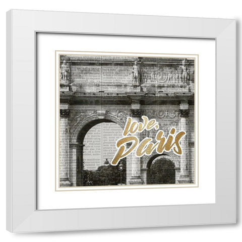 Love Paris 3 White Modern Wood Framed Art Print with Double Matting by Kimberly, Allen