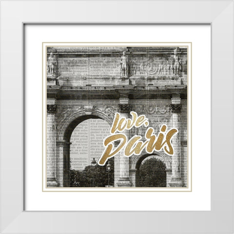 Love Paris 3 White Modern Wood Framed Art Print with Double Matting by Kimberly, Allen