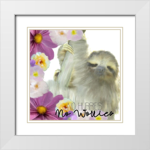 No Hurries White Modern Wood Framed Art Print with Double Matting by Kimberly, Allen