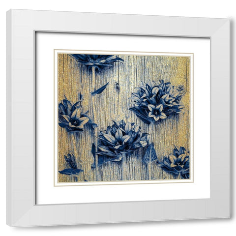 Indigo Gold 1 White Modern Wood Framed Art Print with Double Matting by Kimberly, Allen