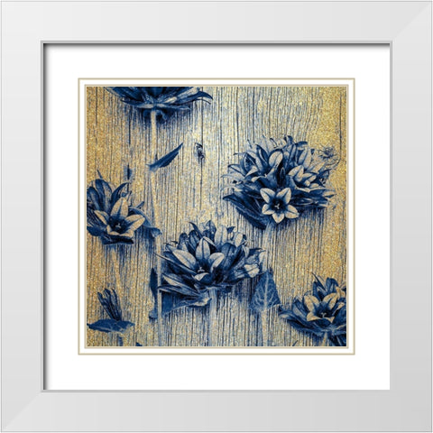 Indigo Gold 1 White Modern Wood Framed Art Print with Double Matting by Kimberly, Allen