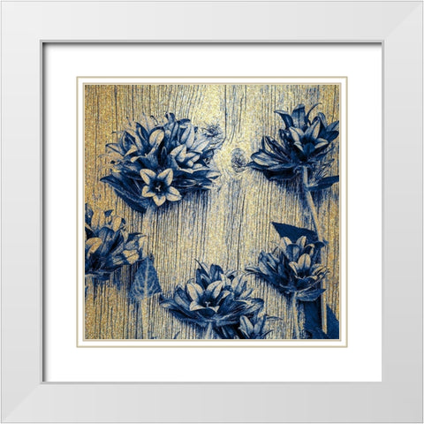 Indigo Gold 3 White Modern Wood Framed Art Print with Double Matting by Kimberly, Allen