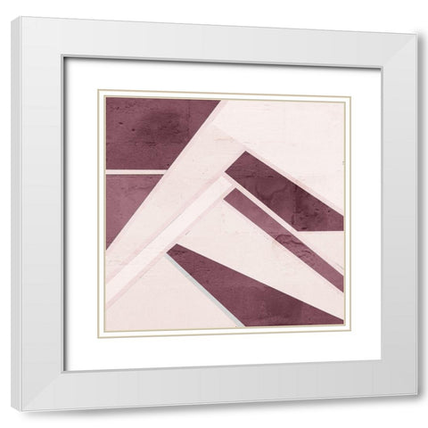 Plum Geo White Modern Wood Framed Art Print with Double Matting by Kimberly, Allen