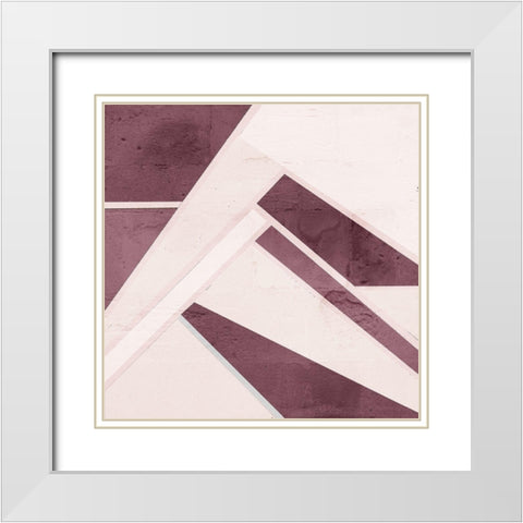 Plum Geo White Modern Wood Framed Art Print with Double Matting by Kimberly, Allen