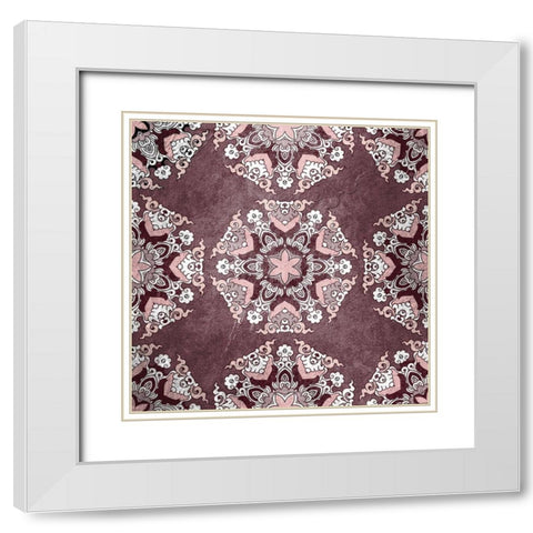 Plum Tiled 1 White Modern Wood Framed Art Print with Double Matting by Kimberly, Allen