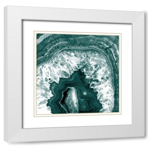 Geo Emerald White Modern Wood Framed Art Print with Double Matting by Kimberly, Allen