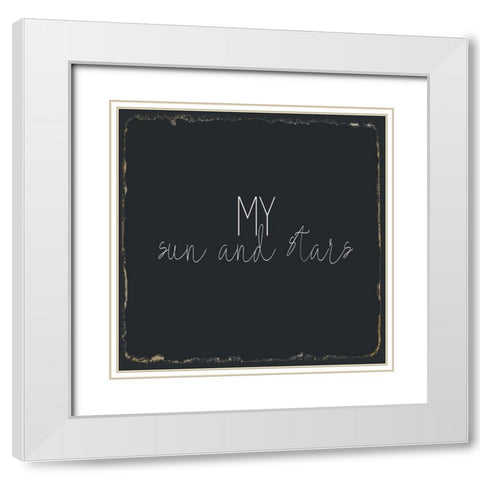 Moon and Stars 2 White Modern Wood Framed Art Print with Double Matting by Kimberly, Allen
