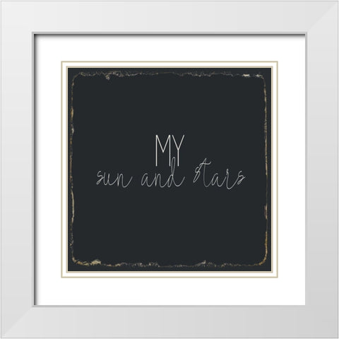 Moon and Stars 2 White Modern Wood Framed Art Print with Double Matting by Kimberly, Allen