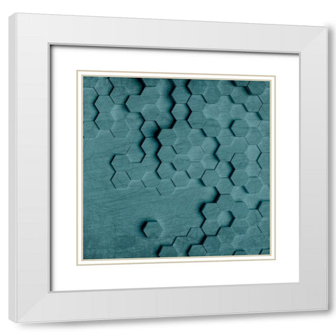 Geo Grid 4 White Modern Wood Framed Art Print with Double Matting by Kimberly, Allen