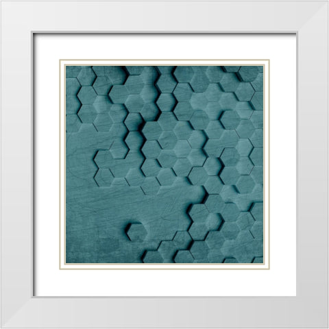 Geo Grid 4 White Modern Wood Framed Art Print with Double Matting by Kimberly, Allen