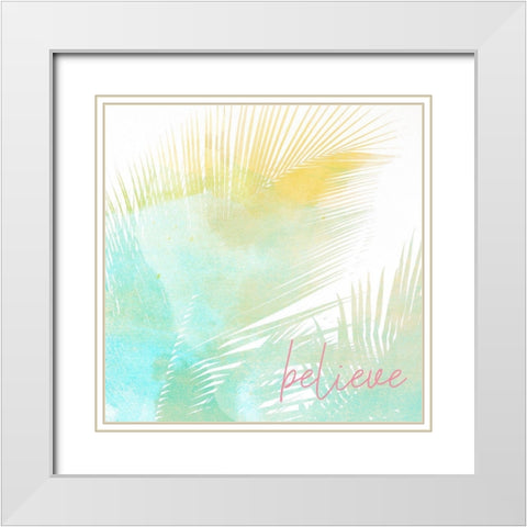 Palms 2 White Modern Wood Framed Art Print with Double Matting by Kimberly, Allen