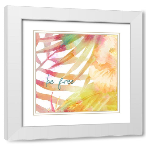 Be Happy 2 White Modern Wood Framed Art Print with Double Matting by Kimberly, Allen
