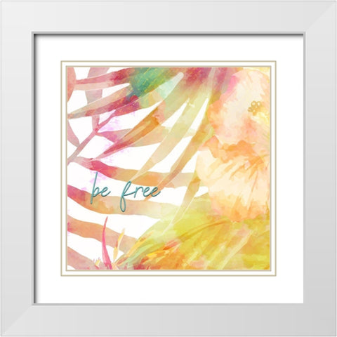 Be Happy 2 White Modern Wood Framed Art Print with Double Matting by Kimberly, Allen
