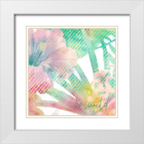 Be Happy 3 White Modern Wood Framed Art Print with Double Matting by Kimberly, Allen