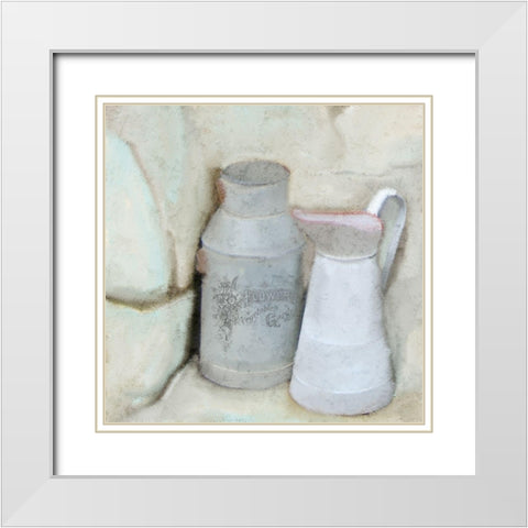 Flower Pitcher White Modern Wood Framed Art Print with Double Matting by Kimberly, Allen