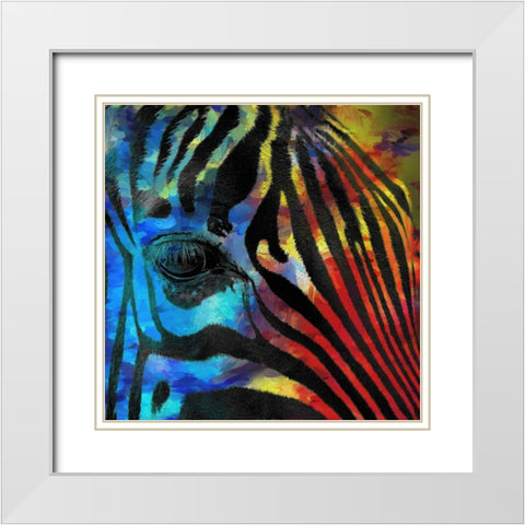 Zebra 2 White Modern Wood Framed Art Print with Double Matting by Kimberly, Allen