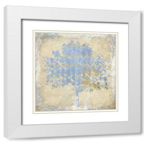 Chevron Tree 1 White Modern Wood Framed Art Print with Double Matting by Allen, Kimberly