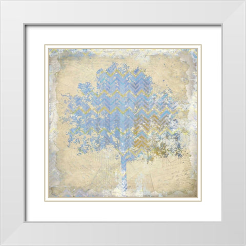 Chevron Tree 1 White Modern Wood Framed Art Print with Double Matting by Allen, Kimberly