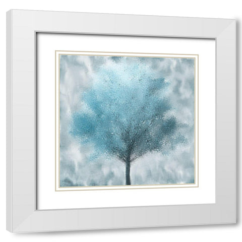 Teal Fall  White Modern Wood Framed Art Print with Double Matting by Kimberly, Allen