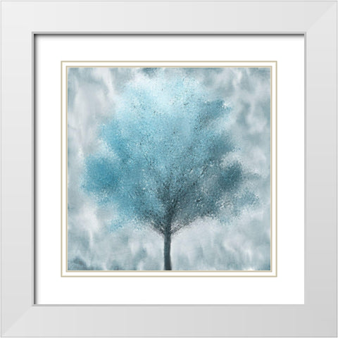 Teal Fall  White Modern Wood Framed Art Print with Double Matting by Kimberly, Allen