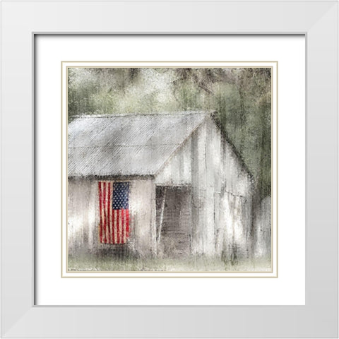Old Glory White Modern Wood Framed Art Print with Double Matting by Kimberly, Allen