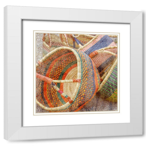 Basket Market 1 White Modern Wood Framed Art Print with Double Matting by Kimberly, Allen
