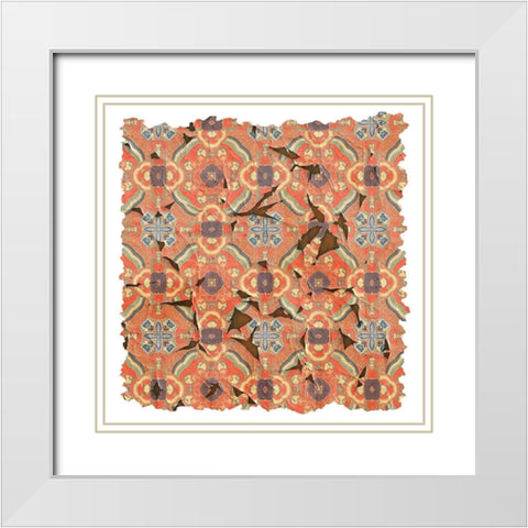 Tattered Global Pattern 1 White Modern Wood Framed Art Print with Double Matting by Kimberly, Allen